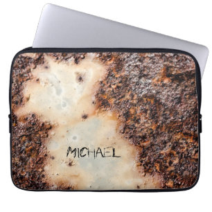 Snygg brun rostig metallstruktur Anpassat namn Laptop Fodral