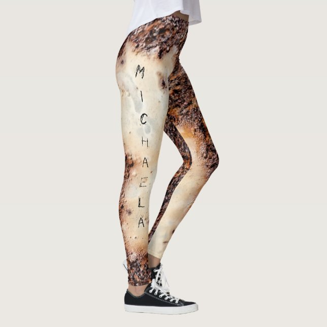 Snygg brun rostig metallstruktur Anpassat namn Leggings (Höger)