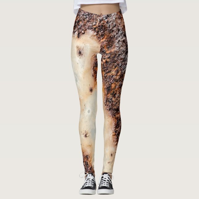 Snygg brun rostig metallstruktur leggings (Framsida)