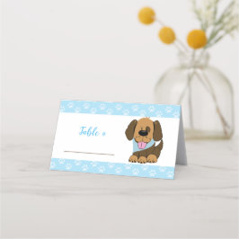 Snygg Brun Valp Hund Buffé Tält Bord Placeringskort