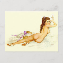 Snygg brunett! Vintage-stift-flicka Vykort