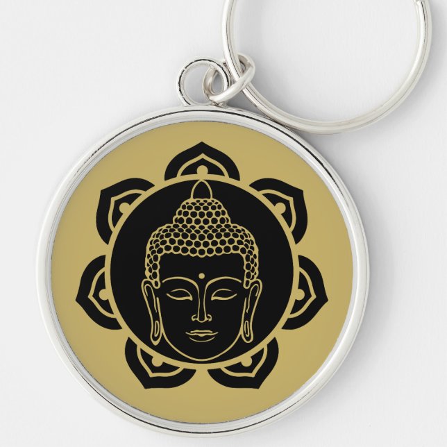 Snygg Buddha Jewelry Gift Rund Silverfärgad Nyckelring (Framsidan)