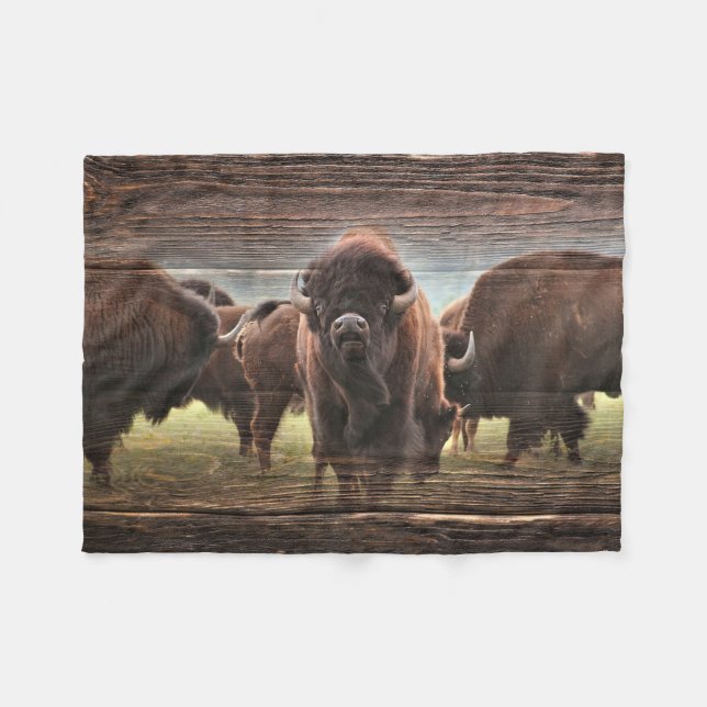 Snygg Buffalo Herd Fleecefilt (Framsidan (Horisontell))