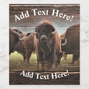 Snygg Buffalo Herd Vinflaska Etikett