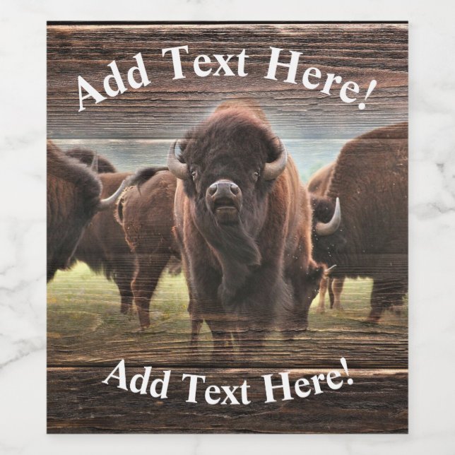 Snygg Buffalo Herd Vinflaska Etikett (Singel etikett)