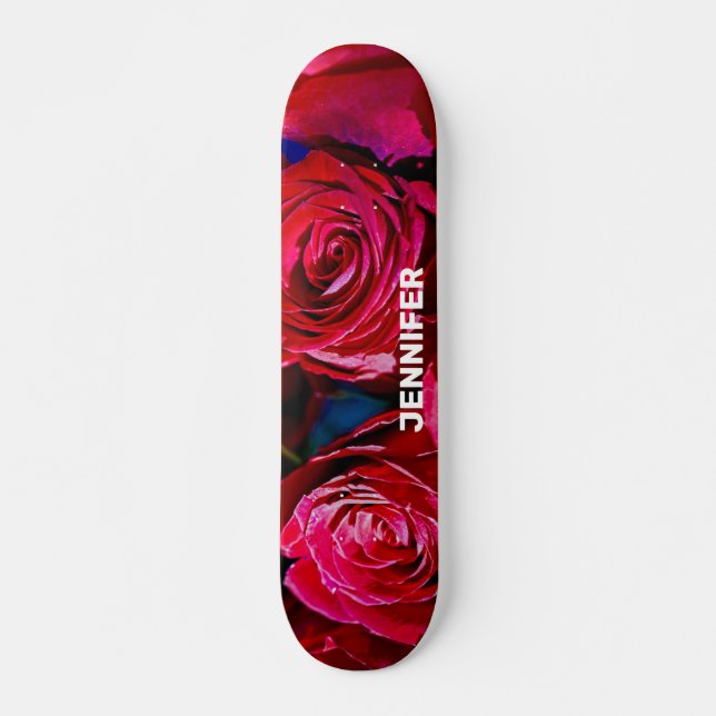 Snygg bunch av Röd ros Mini Skateboard Bräda 18,5 Cm (Framsida)