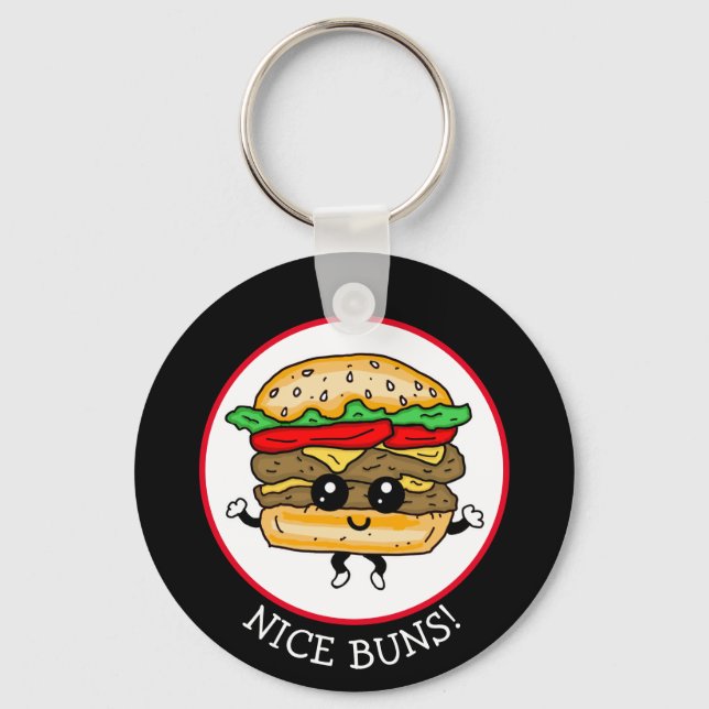 Snygg bunt, fin Hamburger Pun Keychain Nyckelring (Framsida)