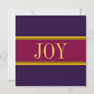 Snygg Burgundy Lila Guld Modern Chic "JOY" Julkort