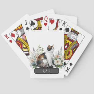 Snygg Calico Cat med blommor, personlig Casinokort