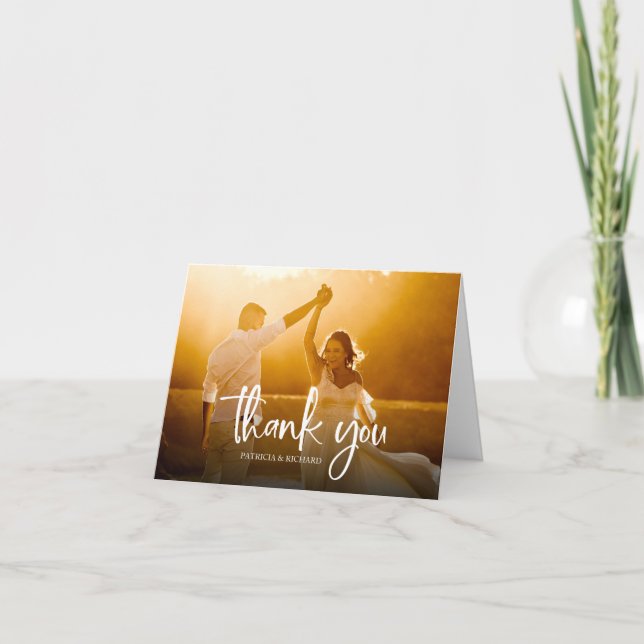 Snygg Calligraphy Bröllop Tack Photo (Framsida)