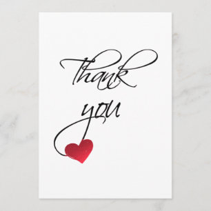 Snygg Calligraphy Red Heart Bröllop Tack Kort