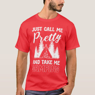 Snygg Camping Flicka Ryggsäck Resenär vintage T Shirt