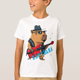 Snygg Capybara Rockstjärna Elgitarrspelare T Shirt