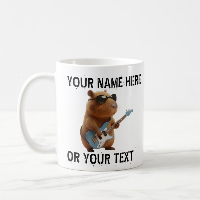 Snygg Capybara som spelar gitarr Grafisk Klassisk  Kaffemugg (Vänster)