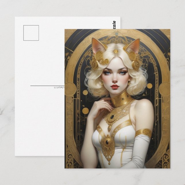 Snygg catgirl, Postcross Vykort (Fram/baksida)