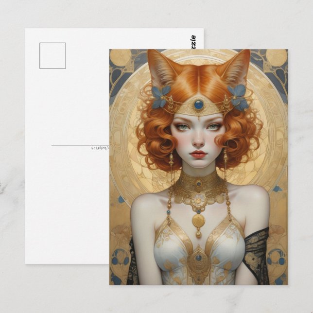 Snygg catgirl, Postcross Vykort (Fram/baksida)