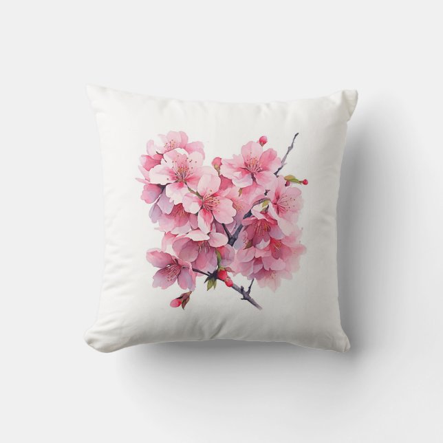 Snygg Cherry Blommar Dekorativ kudde eller Cushion (Framsida)
