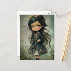 Snygg Chibi Kawaii Stil Girl Art Vykort