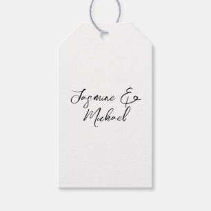 Snygg Chic Calligraphy Namn Bröllop Presentetikett