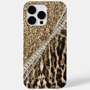 Snygg Chic Girly Leopard Skriv ut Guld Glitter