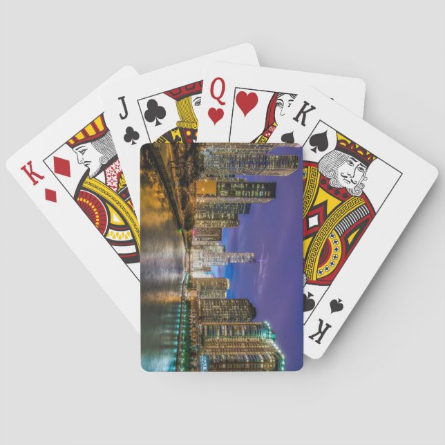 Snygg Chicago River vid Sunset, Illinois Casinokort (Baksidan)