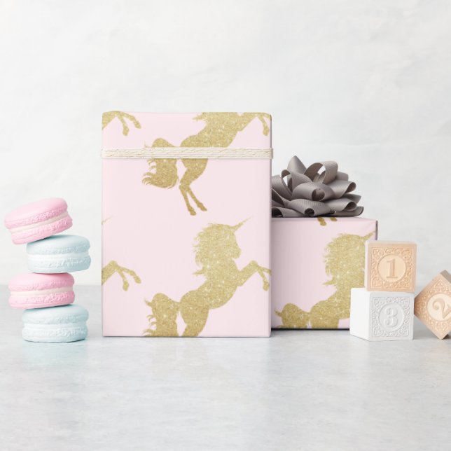 Snygg chick, girig guld glitter-encorn presentpapper (Baby Shower)