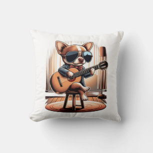 Snygg Chihuahua som spelar gitarr Kudde