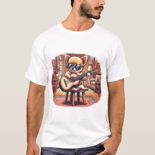 Snygg Chihuahua Spelar Klassisk Gitarr T Shirt