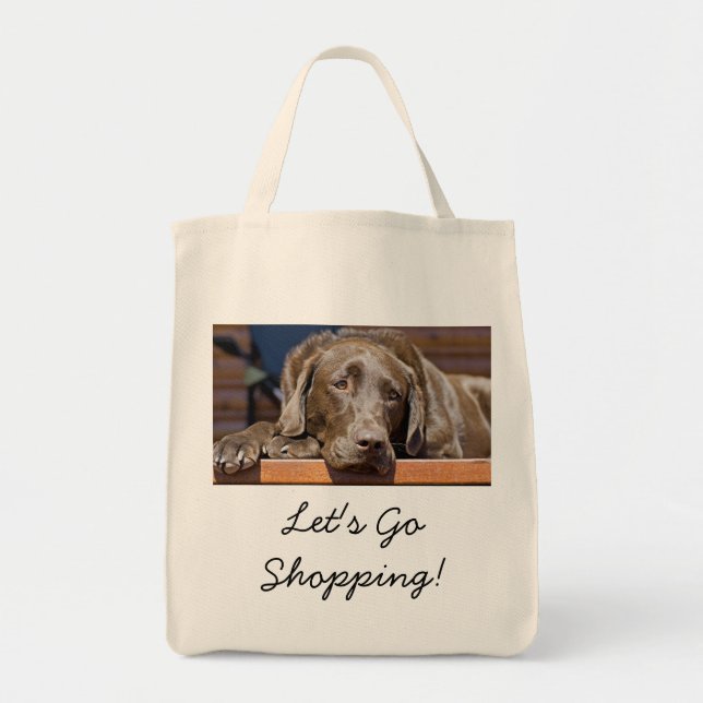 Snygg chokladbrun labrador retriever  tygkasse (Framsidan)