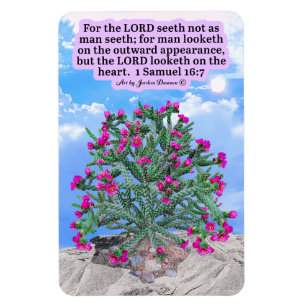 Snygg Cholla Cactus Scripture 1 Samuel 16:7 Magnet