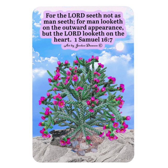 Snygg Cholla Cactus Scripture 1 Samuel 16:7 Magnet (Vertikal)
