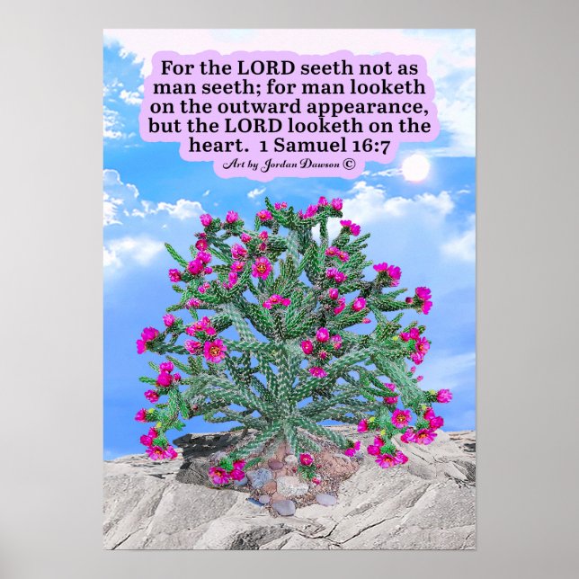 Snygg Cholla Cactus Scripture 1 Samuel 16:7 Poster (Framsidan)