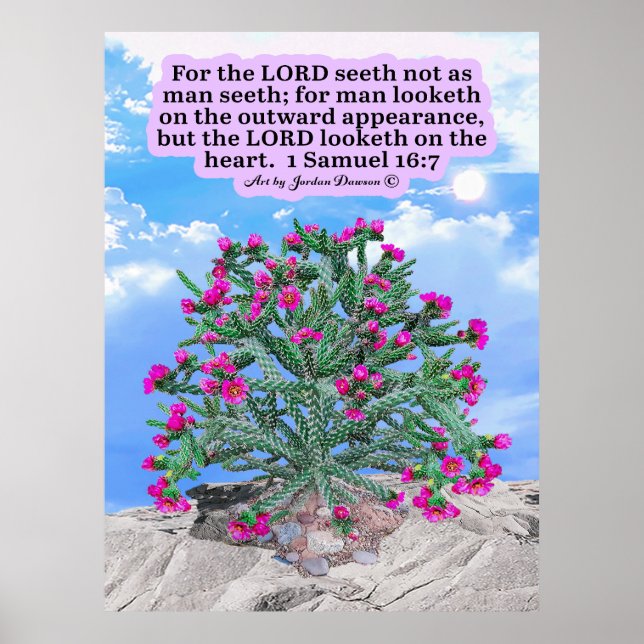 Snygg Cholla Cactus Scripture 1 Samuel 16:7 Poster (Framsidan)
