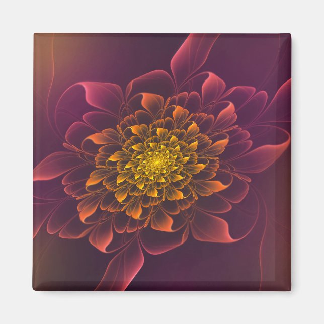 Snygg Chrysanthemum Fractal Lila Magnet (Framsidan)
