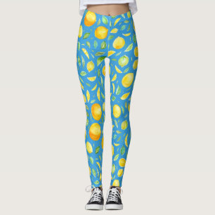 Snygg citrusgul turkos akvarellmönster leggings
