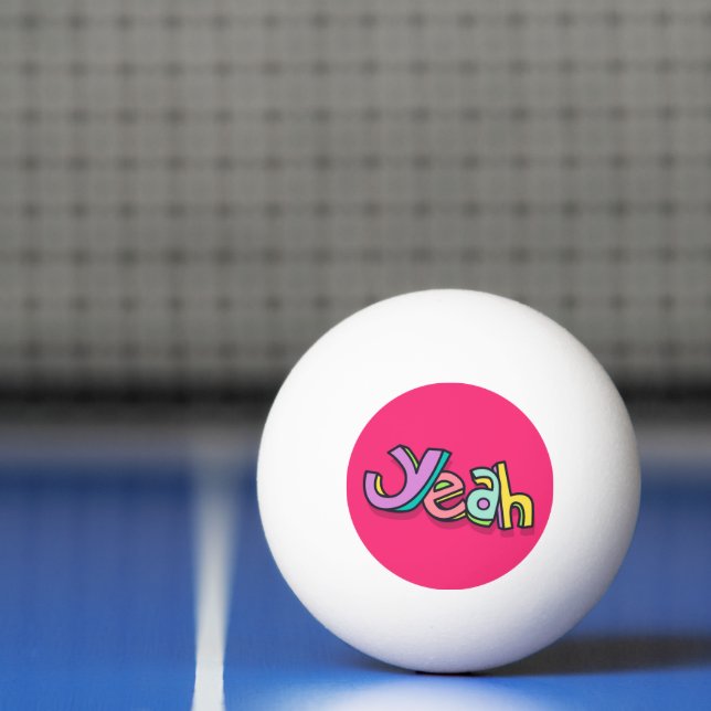 Snygg Cool Färgrik "Yeah" Djärv Rosa Sport  Pingisboll (Netto)