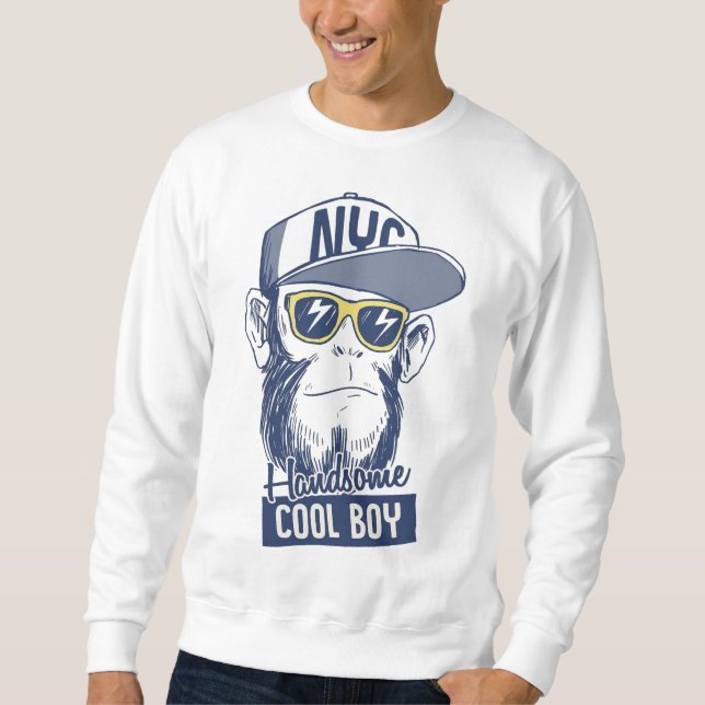 Snygg Cool Pojke Lång Ärmad Tröja (Framsida)