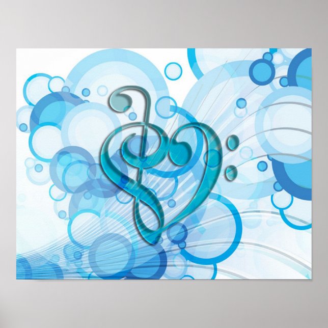 Snygg coola musik noter tillsammans som hjärta poster (Framsidan)