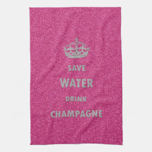 Snygg coola spara vatten dricker champagne cr kökshandduk