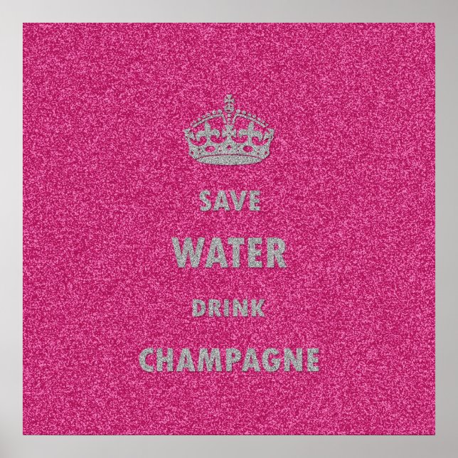 Snygg coola spara vatten dricker champagne poster (Framsidan)