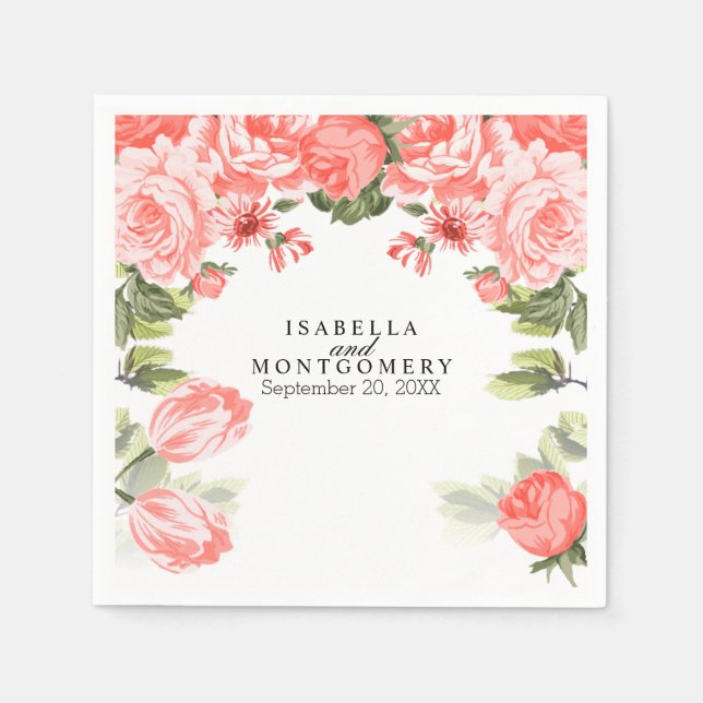 Snygg Coral Flower Pappersservett (Framsidan)