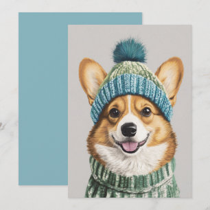Snygg Corgi i Vinterdräkt Inbjudningar