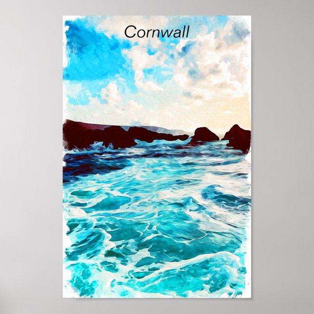 Snygg Cornwall England UK Coastal Landscape Poster (Framsidan)