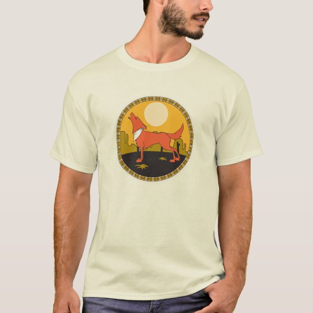snygg coyote cirkel design tee shirt (Framsida)