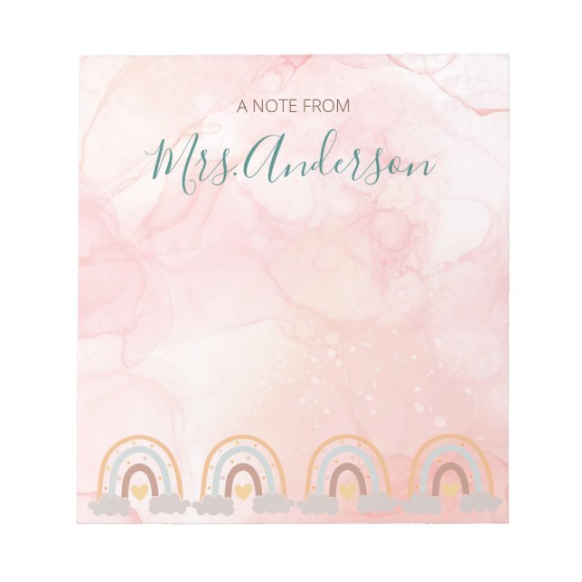 Snygg Cute Boho Rainbow Teacher-uppskattning Anteckningsblock (Framsida)