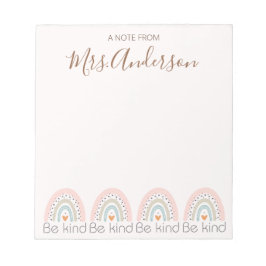Snygg Cute Boho Rainbow Teacher-uppskattning Anteckningsblock