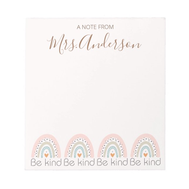 Snygg Cute Boho Rainbow Teacher-uppskattning Anteckningsblock (Framsida)