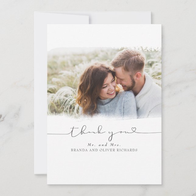 Snygg Cute Bröllop Tack Photo Kort (Framsida)