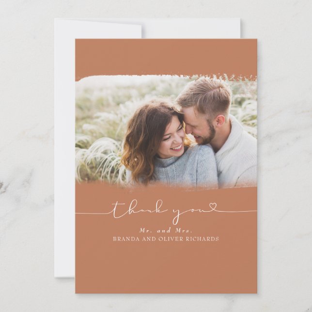 Snygg Cute Bröllop Tack Photo Kort (Framsida)