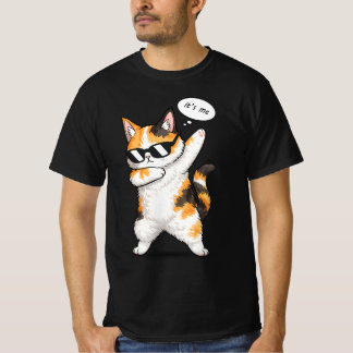 Snygg Dabbing Calico Katt som bär Solglasögon T-Sh T Shirt